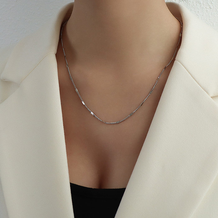Titanium&Stainless Steel  Korea Geometric Necklace  (Long Rose Alloy)  Fine Jewelry NHOK0524-Long-rose-alloy