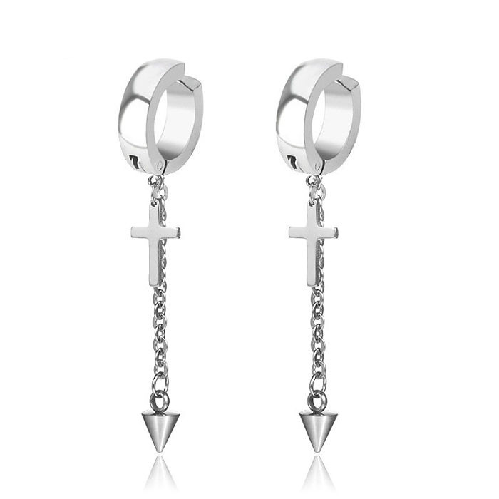 Simple Style Cross Stainless Steel Earrings Plating Stainless Steel  Earrings 1 Piece