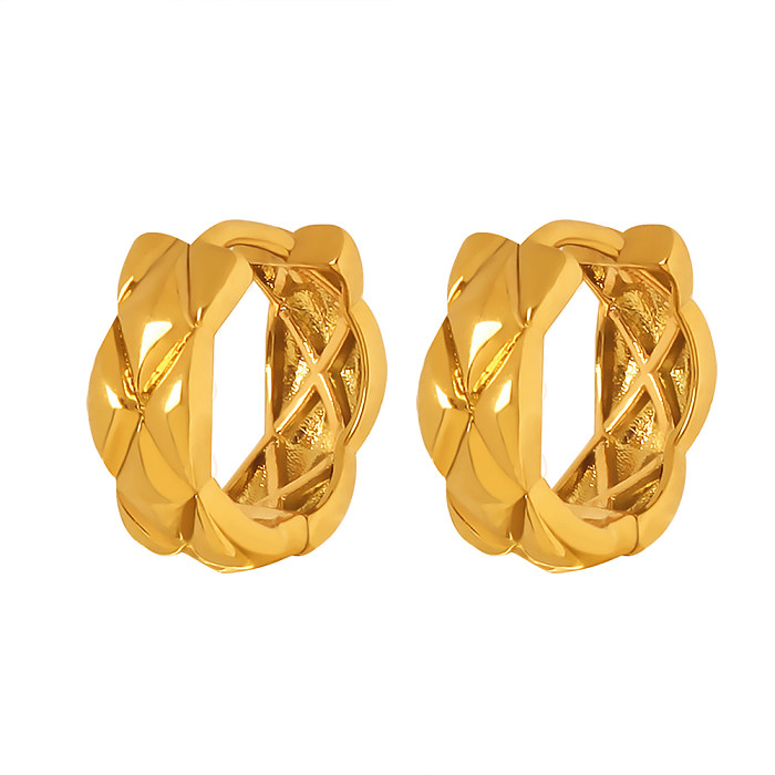 1 par de brincos banhados a ouro 18K com revestimento geométrico elegante em aço inoxidável