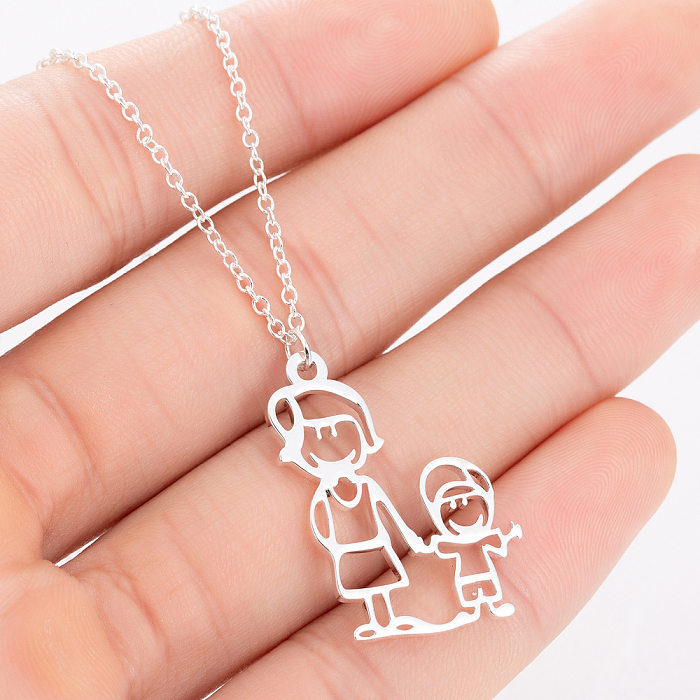 Simple Style Human Stainless Steel  Plating Pendant Necklace