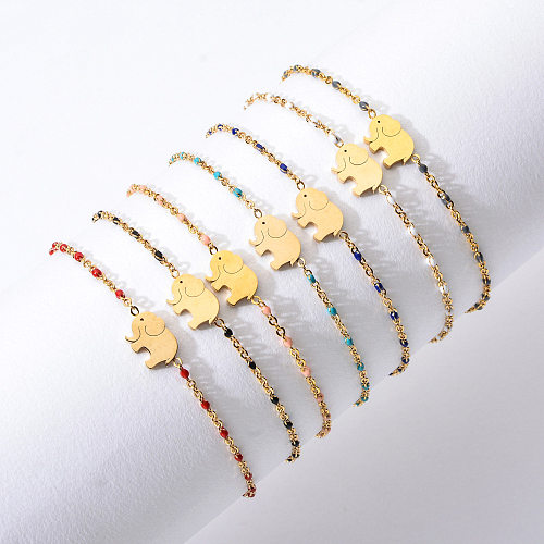 Bracelets plaqués de perles de rocaille en acier inoxydable, éléphant Animal de Style ethnique