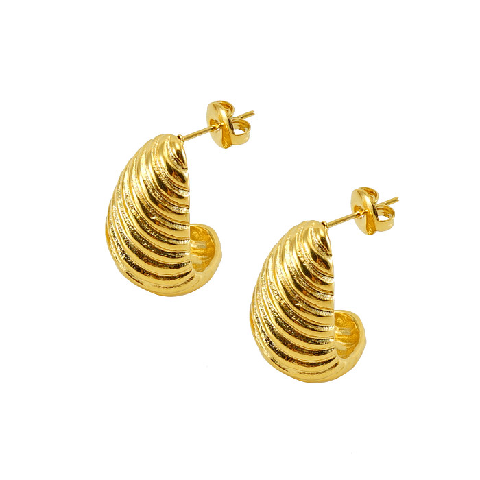 1 Pair Elegant Water Droplets Polishing Plating Stainless Steel  18K Gold Plated Ear Studs