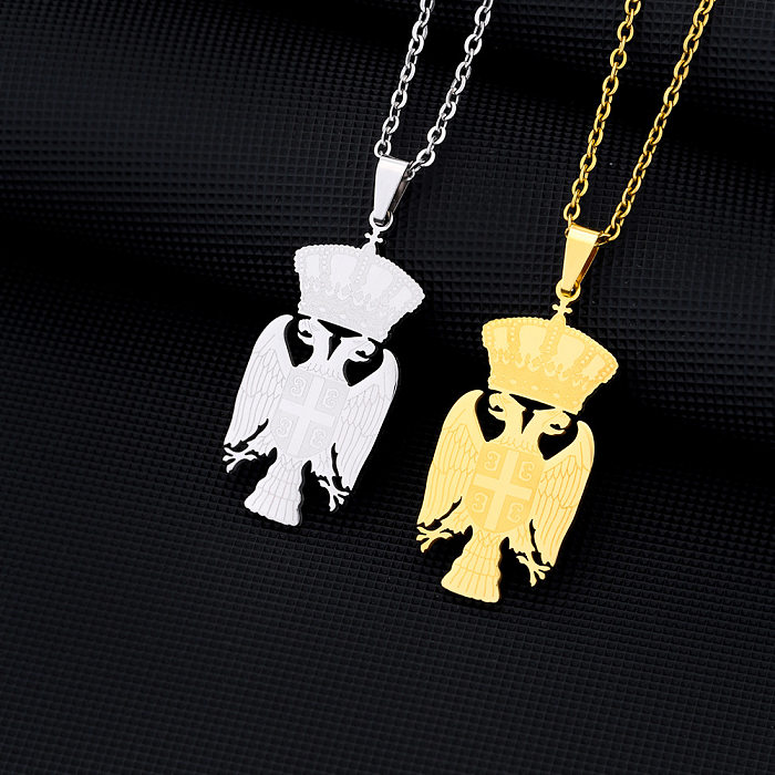 Modern Style Simple Style Crown Eagle Stainless Steel  Plating 18K Gold Plated Pendant Necklace Long Necklace