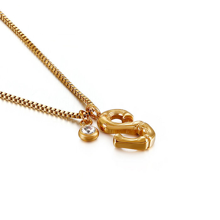 Moda 26 letras pingente dourado colar de aço inoxidável joias por atacado