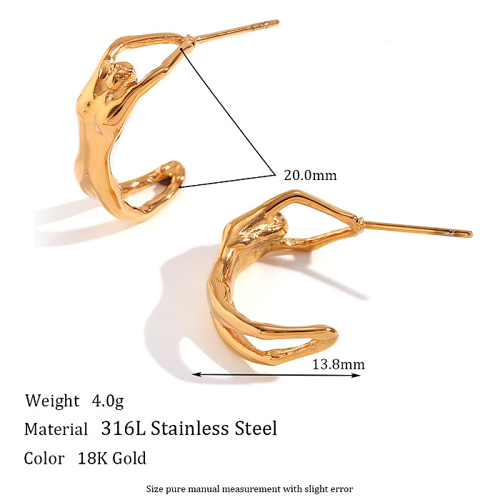 1 Pair Vintage Style Classic Style Solid Color Plating Stainless Steel  18K Gold Plated Ear Studs