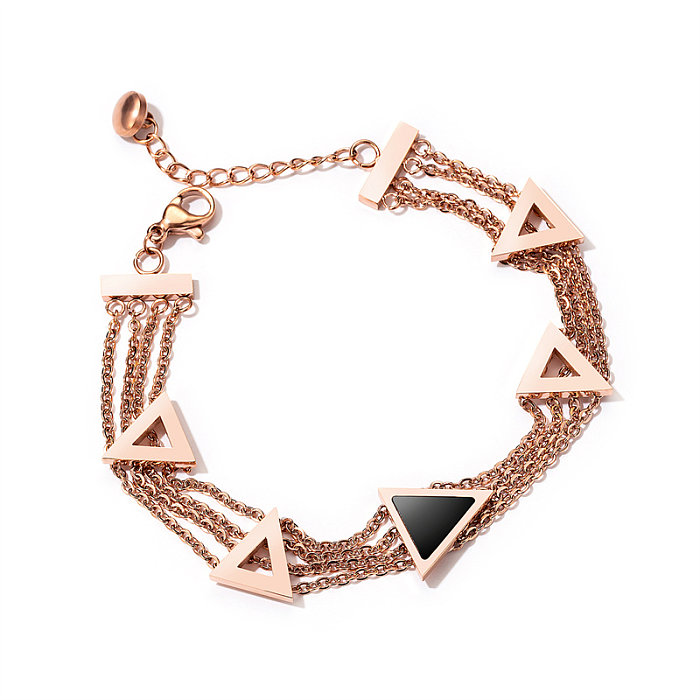 Casual Simple Style Classic Style Square Stainless Steel Titanium Steel Layered Plating Rose Gold Plated Bracelets