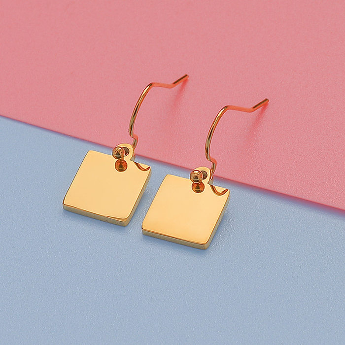 1 Pair Cute Lady Shiny Square Plating Stainless Steel  Rose Gold Plated Gold Plated Silver Plated Drop Earrings