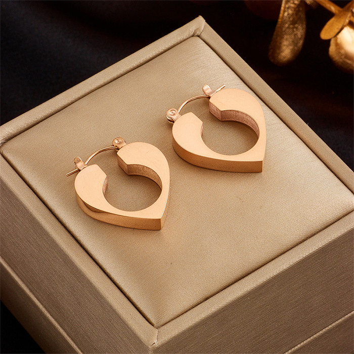 Boucles d'oreilles pendantes plaquées en acier inoxydable en forme de cœur de base, 1 paire