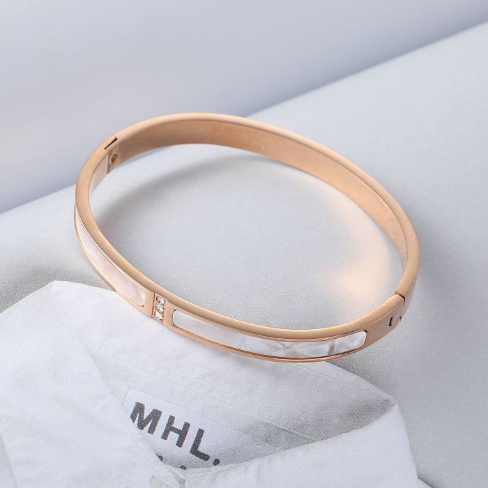 INS Style Elegant Korean Style Geometric Stainless Steel Plating Diamond 18K Gold Plated Bangle