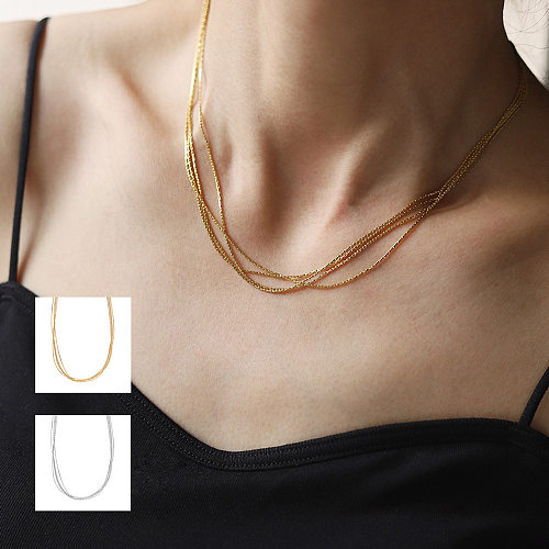Retro Geometric Stainless Steel  Plating Layered Necklaces 1 Piece