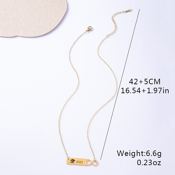 Wholesale Simple Style Hat Infinity Stainless Steel  Gold Plated Silver Plated Necklace