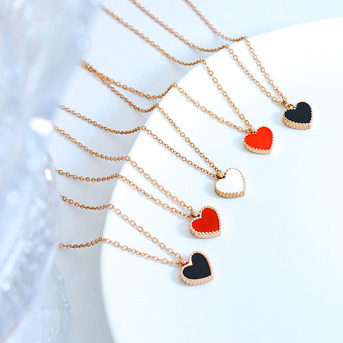 Fashion Heart Shape Arylic Stainless Steel Enamel Necklace 1 Piece