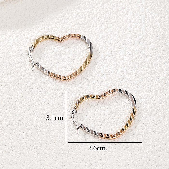 1 Pair Casual Elegant Cute Heart Shape Plating Stainless Steel  White Gold Plated Earrings