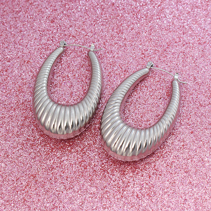 1 Pair Exaggerated U Shape Plating Stainless Steel  Hoop Earrings