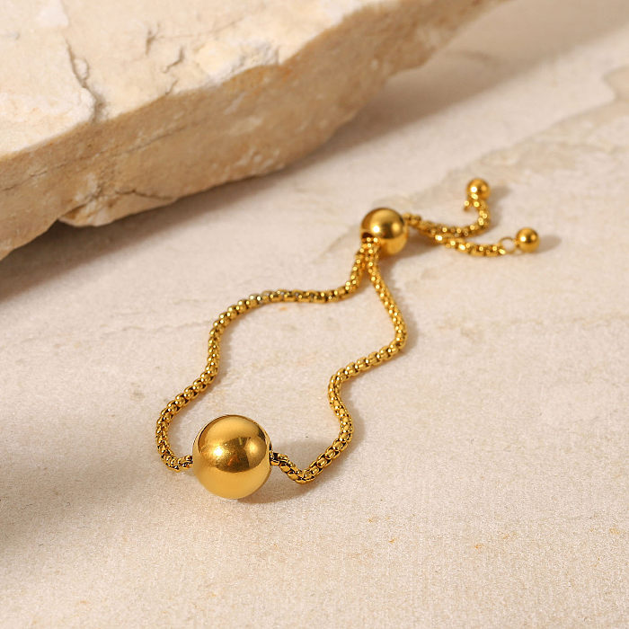 New Style 18K Gold Plated Round Ball Pendant Stainless Steel Bracelet