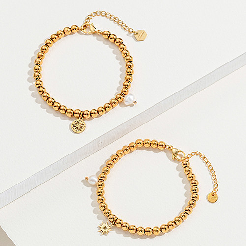 Romantische Stern-Edelstahl-Armbänder wulstige künstliche Perlen-Edelstahl-Armbänder