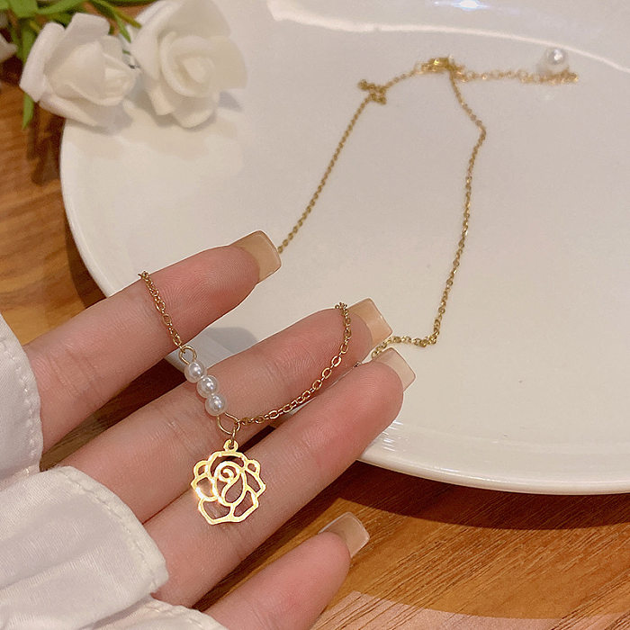 Collier avec pendentif en diamant artificiel, nœud papillon tendance, incrustation en acier inoxydable, 1 pièce