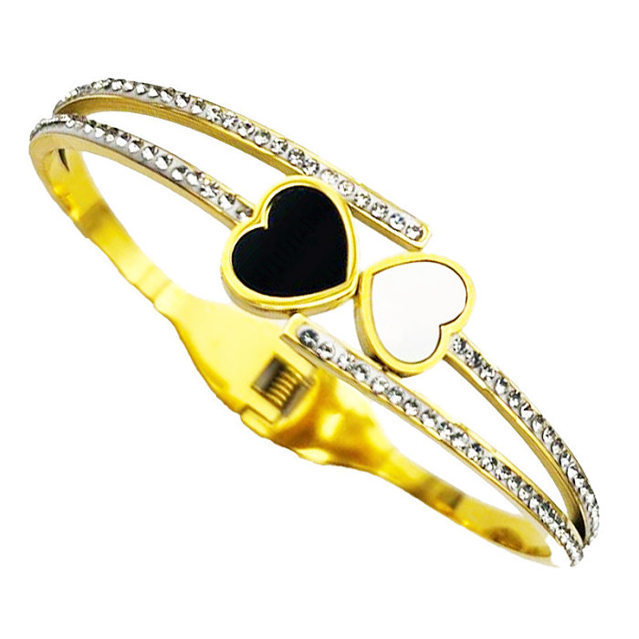 Pulseira banhada a ouro 18K de aço inoxidável com formato de coração de estilo simples