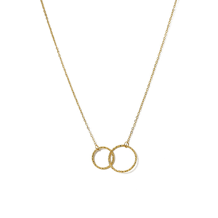 Collier pendentif rond en acier inoxydable plaqué or 18 carats, Style français, cercle de trajet, Style IG