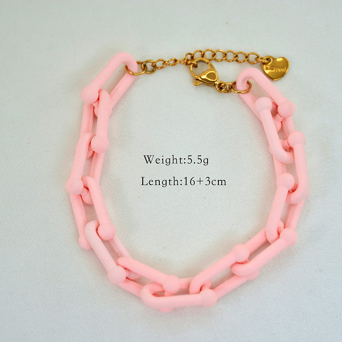 Simple Style Solid Color Titanium Steel Hollow Out Bracelets
