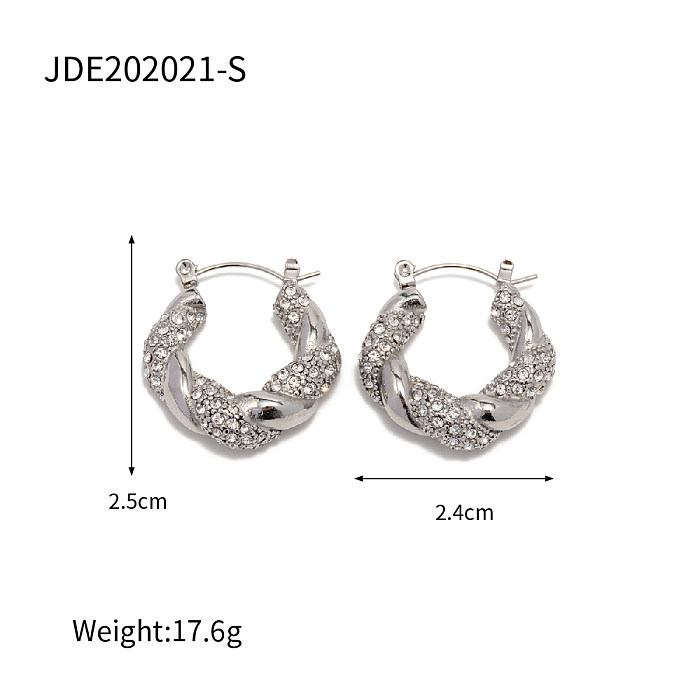 1 Pair INS Style Retro Twist Stainless Steel  Plating Inlay Zircon Earrings