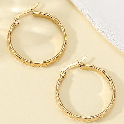 1 Pair Simple Style Circle Polishing Plating Stainless Steel 18K Gold Plated Earrings