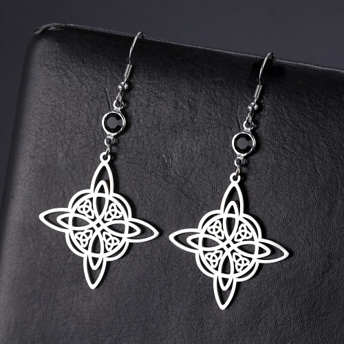 1 Pair Vintage Style Witch Knot Color Block Plating Hollow Out Stainless Steel  Drop Earrings