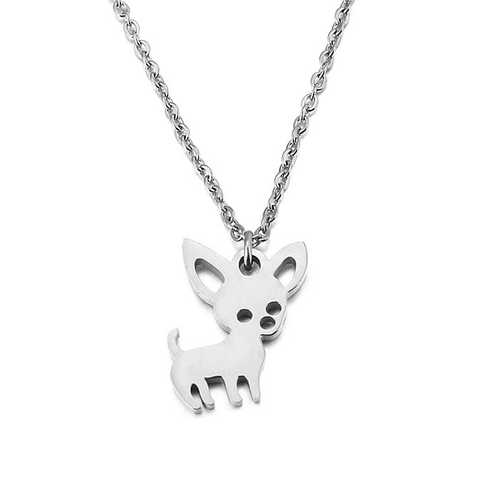 Creative Hollow Pet Dog Necklace Exquisite Puppy Stainless Steel  Necklace Wholesale