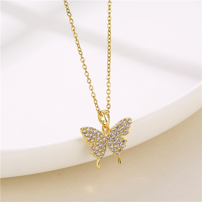 1 peça brilhante anjo pavão borboleta aço inoxidável embutido zircão pingente colar