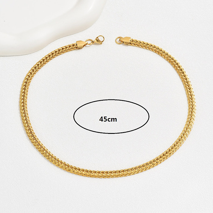 Hip-Hop Simple Style Cool Style Solid Color Stainless Steel  Chain 18K Gold Plated White Gold Plated Necklace