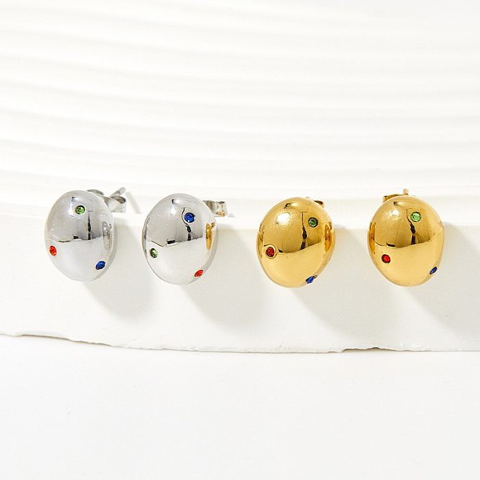 Clous d'oreilles en diamant artificiel, Style Simple, incrustation de placage en acier inoxydable, 1 paire