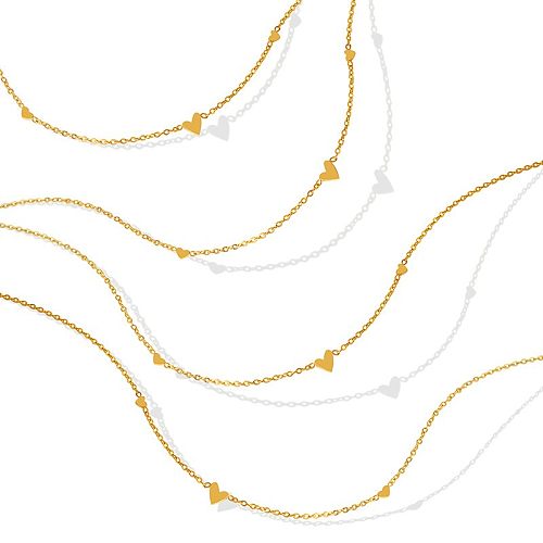 Nuevo collar minimalista exquisito de corazón pequeño que combina con todo, diseño de nicho, collar de clavícula chapado en oro de acero inoxidable P647