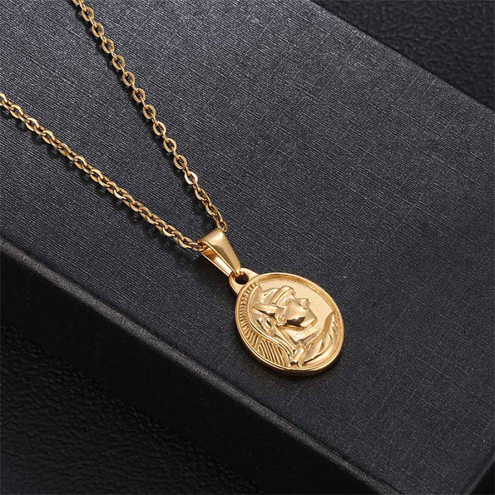Simple Style Solid Color Stainless Steel  Polishing Pendant Necklace