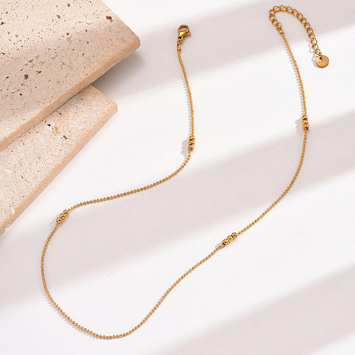 Collar chapado en oro de 14 quilates con revestimiento de acero inoxidable de color sólido de estilo simple