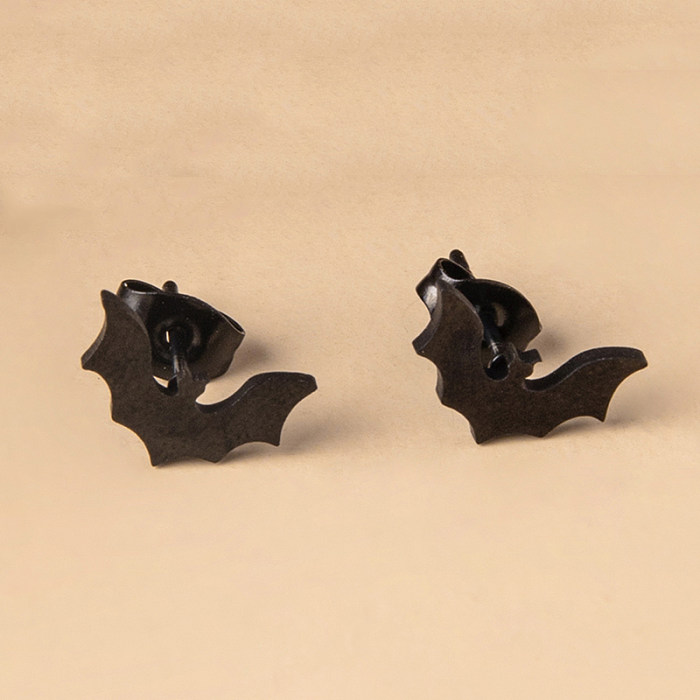 Brincos de orelha de aço inoxidável estilo simples morcego 1 par