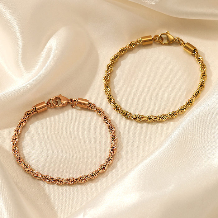 Simple Style Twist Stainless Steel Gold Plated Bracelets