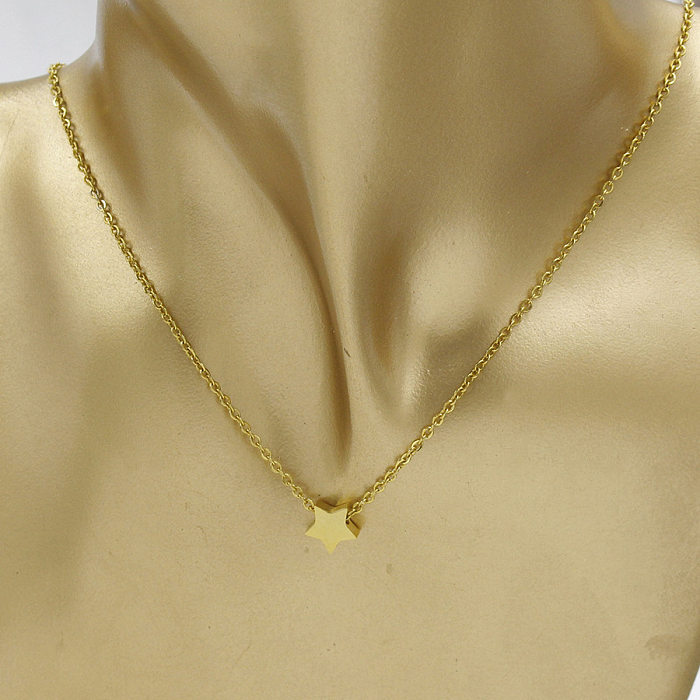 Simple Style Star Stainless Steel Plating 18K Gold Plated Rose Gold Plated Necklace