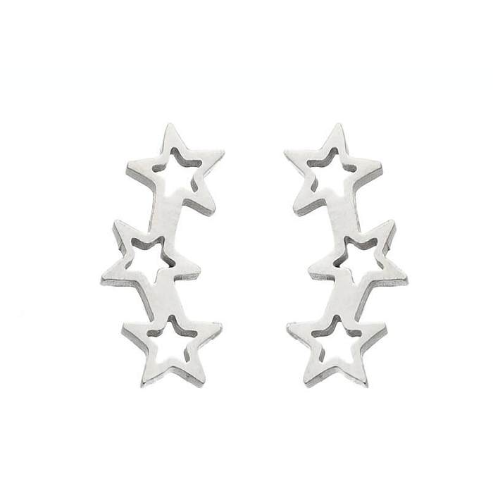 Damenmode, koreanischer Stil, geometrischer Stern, Edelstahl, ohne eingelegte Ohrstecker, Edelstahl-Ohrringe