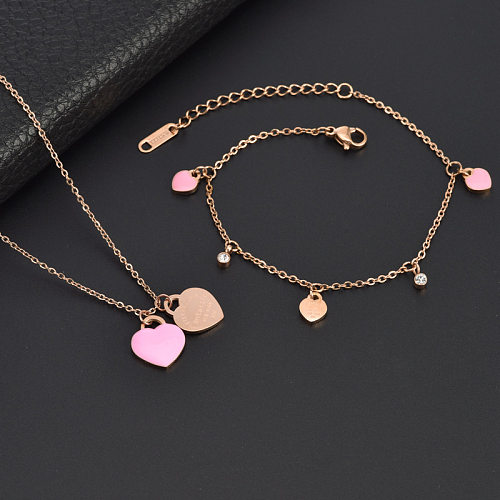 IG Style Simple Style Devil's Eye Heart Shape Stainless Steel Plating Pendant Necklace