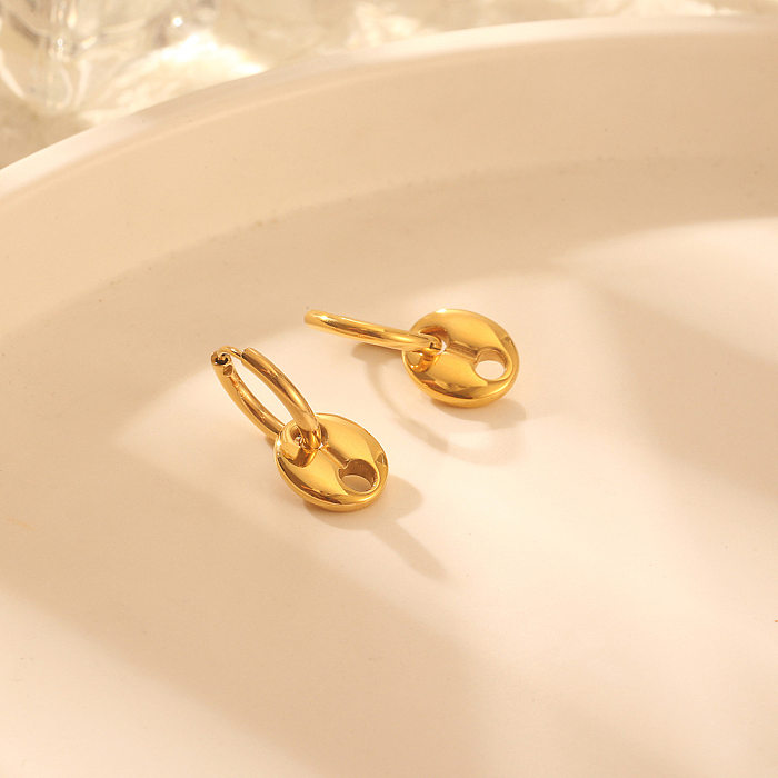1 paire de boucles d'oreilles pendantes en acier inoxydable, Style Simple, placage de couleur unie