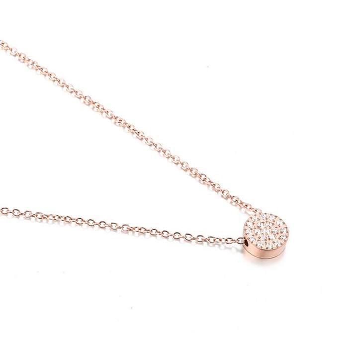 316L Stainless Steel  Necklace Female Plated 14K Gold Round Clavicle Chain