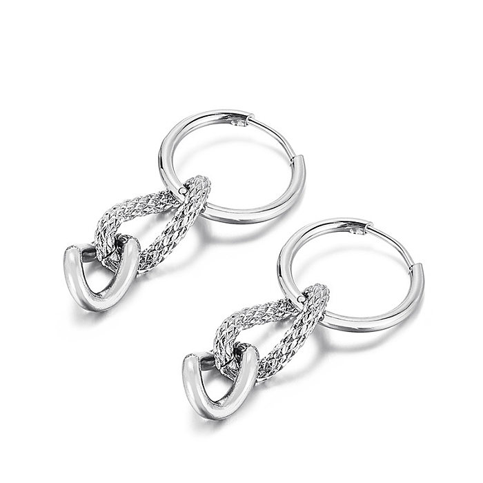 European And American Fashion Chain Circle Stainless Steel  Earrings