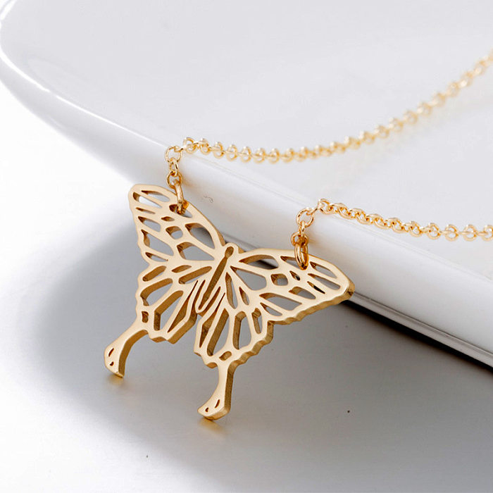 1 Piece Fashion Butterfly Stainless Steel  Plating Pendant Necklace