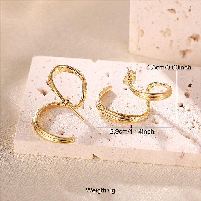 1 Paar Neuheit-Ohrringe im schlichten Stil mit unregelmäßiger Beschichtung aus Edelstahl mit 18-Karat-Vergoldung