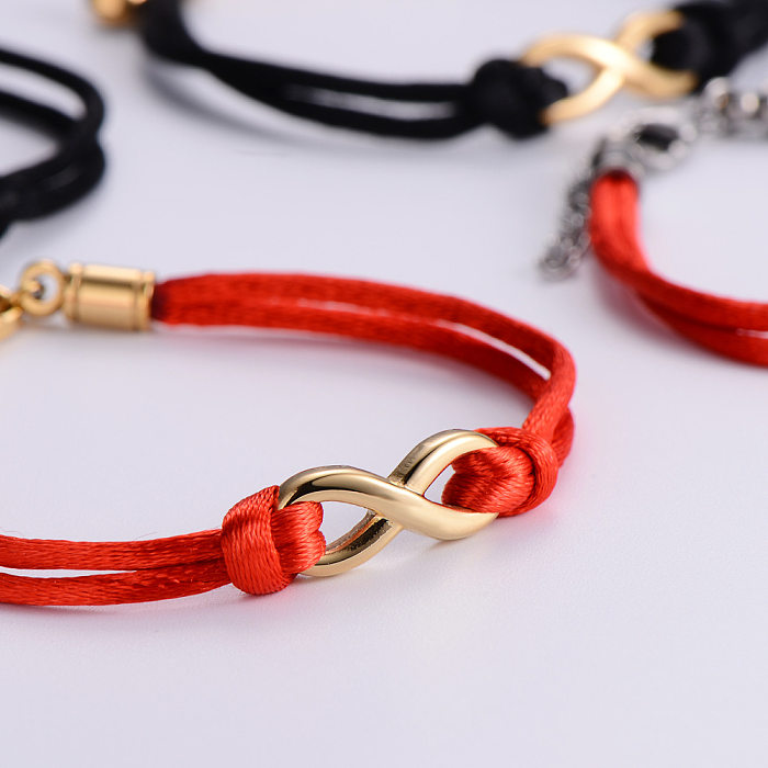 Pulseira de corda vermelha fashion em aço titânio pulseira geométrica simples