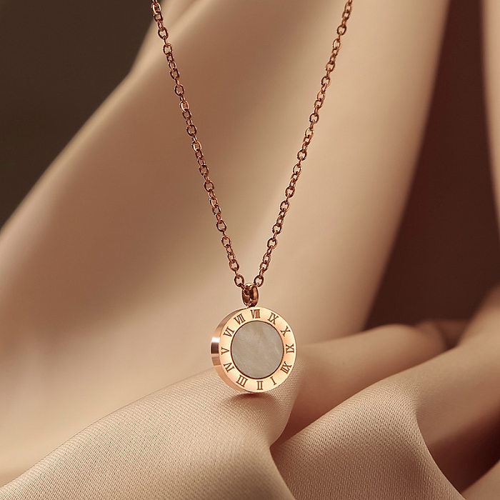 Elegant Sweet Classic Style Solid Color Stainless Steel  Plating Inlay Zircon 18K Gold Plated Necklace