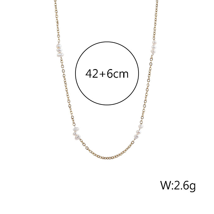 Elegant Solid Color Stainless Steel  Freshwater Pearl Stainless Steel Plating 18K Gold Plated Necklace