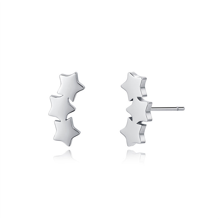 1 Pair Casual Cute Simple Style Star Plating Stainless Steel  Silver Plated Ear Studs