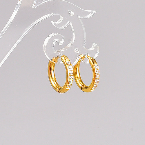 Fashion Geometric Stainless Steel Earrings Gold Plated Artificial Rhinestones Stainless Steel  Earrings