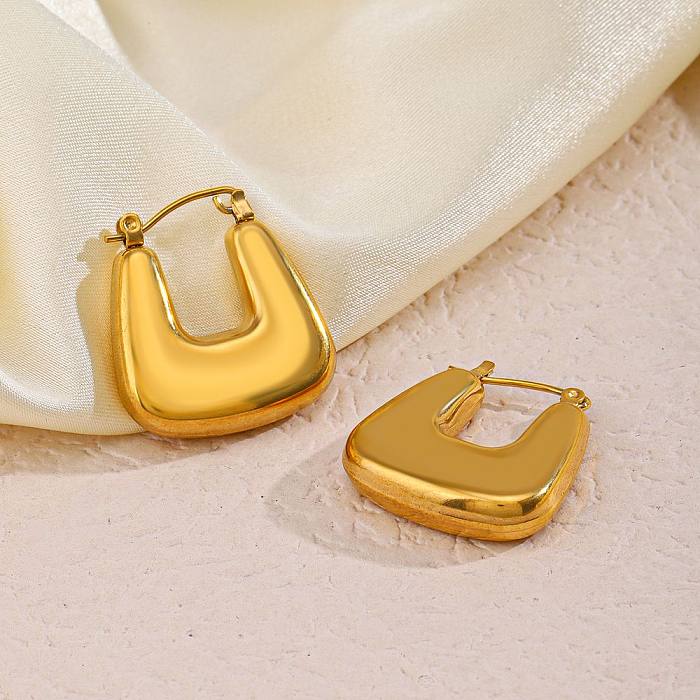1 Paar elegante U-förmige Edelstahl-Ohrringe mit 18-Karat-Vergoldung